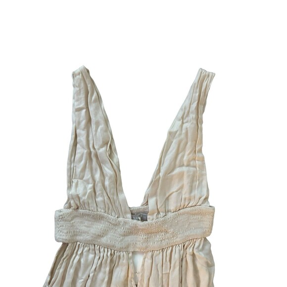 Indah Anjali Cream V Neck Plunge Maxi Dress Size M Women's Revolve Cream Boho - Picture 6 of 10